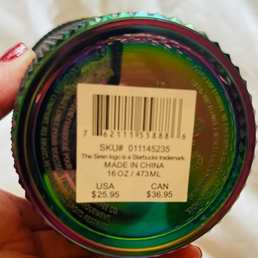 STARBUCKS Siren Logo Iridescent NEW With TAG Includes STRAW Retails $25.95